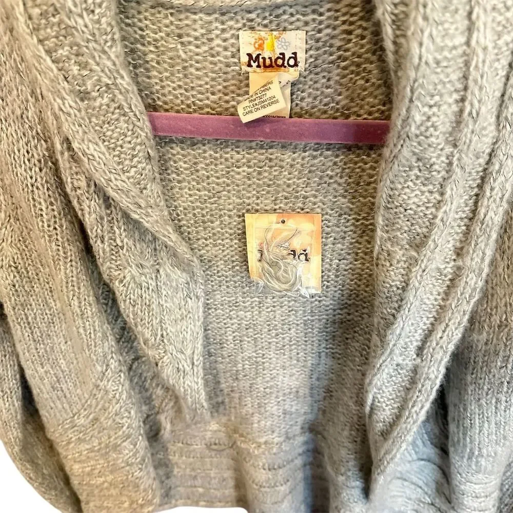 Mudd Women's Gray Open Front‎ Cardigan Shawl Collar Sweater Size M